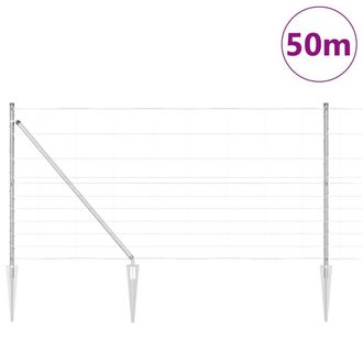 Berkfield Home Modern Field Fence 1.2x50 m Galvanised Steel in Silver