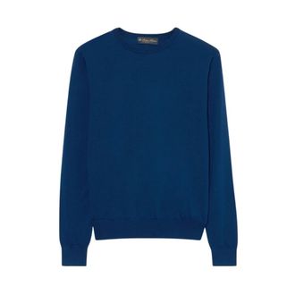 Brooks Brothers Merino wollen trui met ronde hals - Dames - Ronde hals truien - Blauw - XS - Wol - Truien & Vesten