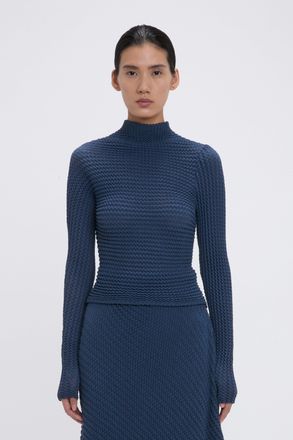 Victoria Beckham Cropped Knit Top In Eclipse - XS - Womens