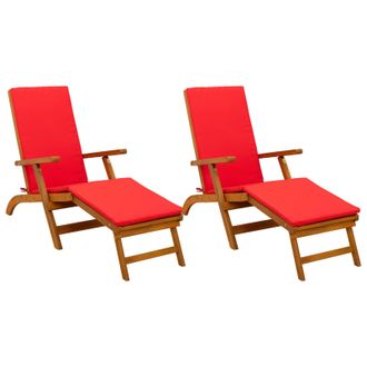 vidaXL Recliner Y Tumbona Plegable 2 Pcs Rojo 55 X 146 X 91 Cm Vidaxl