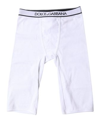 Dolce & Gabbana White Logo Cotton Cropped Tights Womens Underwear