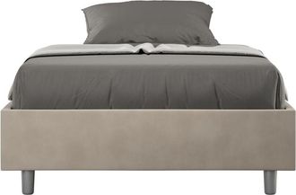 ITYhome Letto Singolo rivestito in Microfibra - azelia - Dimensione Rete: 100x190 - Tipologia Letto: Con Rete e Contenitore - Colore: Sabbia