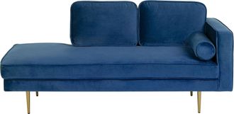Beliani Beliani - Chaise Longue Tapizado En Terciopelo Azul Marino Versi&oacute;n Derecha Patas De Metal Dise&ntilde;o Moderno Miramas