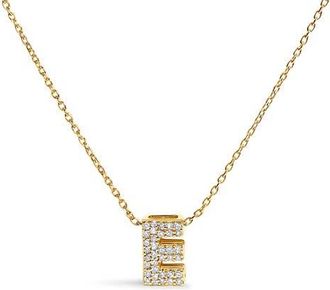 House of Brilliance 10K Gold Diamond Accent A-Z Initial Bubble Pendant Necklace in Yellow | E at Nordstrom
