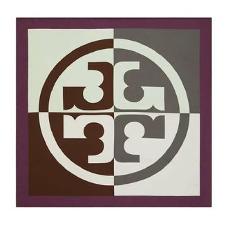 Tory Burch Colorblock Logo Print Scarf