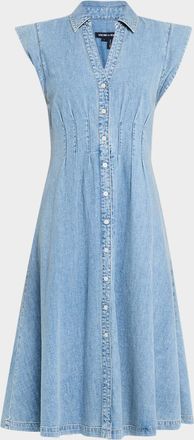 Veronica Beard Ruben Button-Front Midi Dress