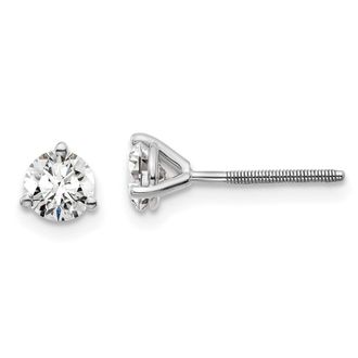 Diamond2Deal 14k White Gold 2/3 ct Round Lab Grown Diamond Stud Earrings Screw Back VS Clarity, D-E Color