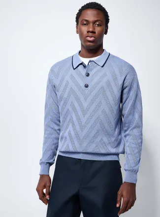 Scotch & Soda Mens Pointelle herringbone polo