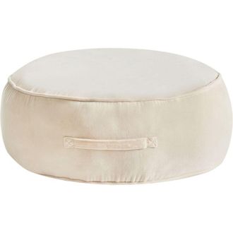 Beliani Pouf rotondo moderno in velluto per soggiorno e camera da letto beige chiaro Yulle