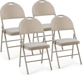 Costway Costway - Pack De 4 Sillas Plegables, Taburete Plegable Con Asiento Acolchado, Respaldo Cubierto De Tela, Estructura De Metal Y Almohadillas Antidesli