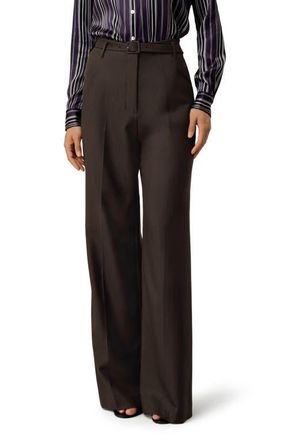 LilySilk Silk Wool High-Waisted Wide-Leg Pant in Chestnut at Nordstrom, Size 12