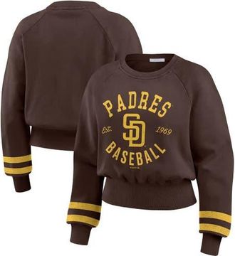 WEAR by Erin Andrews Womens WEAR by Erin Andrews Brown San Diego Padres Vintage Washed Cropped Pullover Sweatshirt at Nordstrom, Size Xx-Large