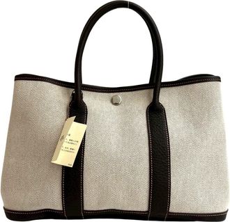 Herm&egrave;s Brown Ivory Toile H Handbag Shoulder Bag Tote Bag (Pre-Owned)