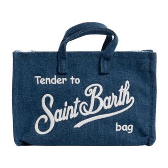 Saint Barth Tote Bags, female, Blue, Size: ONE SIZE Phone Bag in Denim