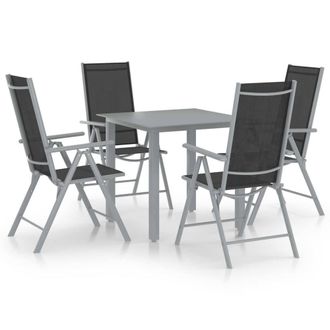 Berkfield Home 5 Piece Garden Dining Set Aluminium Silver & Black