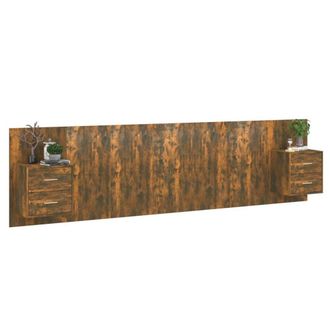 Berkfield Home Classic Bed Headboard with Cabinets Smoked Oak Engineered Wood in Brown