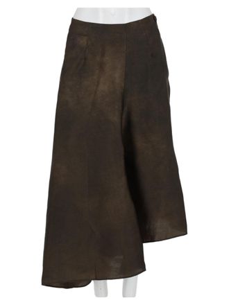 Uma Wang Brown Asymmetrical Hemline Flared Midi Skirt