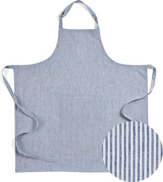 Solino Home Linen Apron 38 x 36 in for Dining Table, Holiday and Everyday Table Decor - Linen Full Midi Apron in Navy And White at Nordstrom, Size
