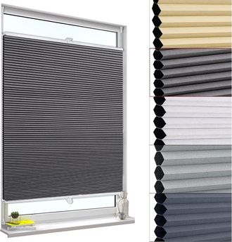 Woltu Estor Enrollable Plisado De Panal De Abeja Para Ventana Gris Oscuro-blanco 100x130 Cm - Woltu