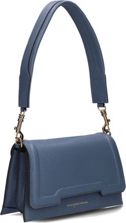 Smaak Tassen, Dames, Blauw, ONE Size, Leer, Blauwe leren schoudertas Bitti