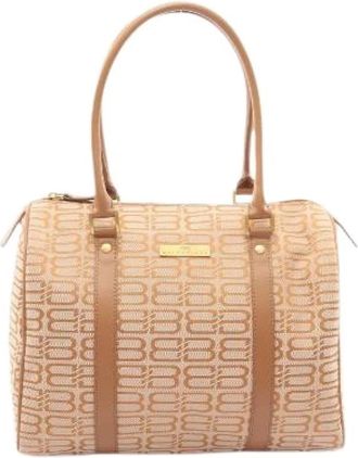 Balenciaga Pre-owned Handbags, female, Beige, Size: ONE SIZE Pre-owned BB Logo Canvas Leather Handbag