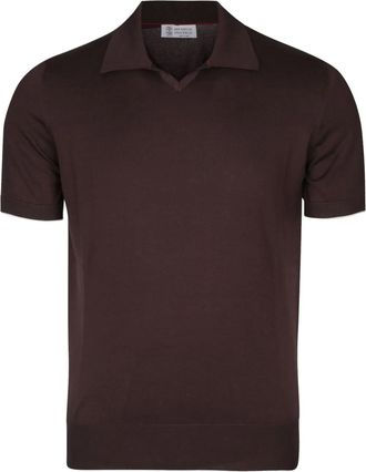 Brunello Cucinelli Polo in cotone con ricamo logo - Blu