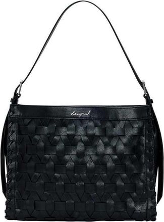 Desigual borsa media intrecciata nera-Nero