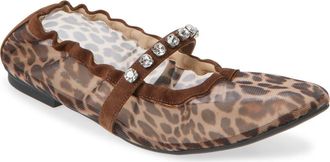 Stuart Weitzman Goldie Crystal Strap Ballet Flat in Classic Cigar at Nordstrom, Size 10.5