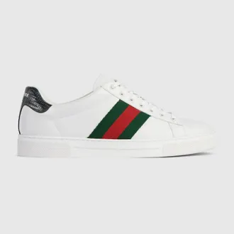 Gucci Mens Gucci Ace Sneaker, White, Leather