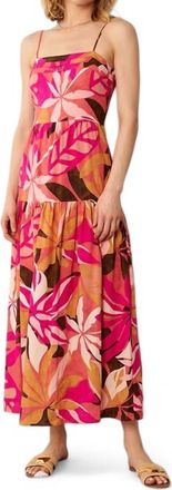 En Crème Printed Sleeveless Midi Dress In Pink Multi