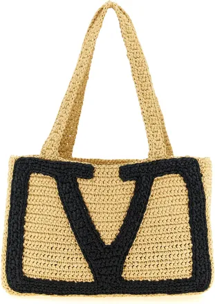 Valentino Garavani Beige Viscose Tote Womens Bag