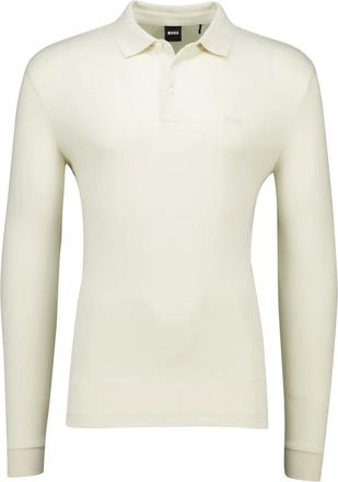 HUGO BOSS Tops, Heren, Beige, 3Xl, Katoen, Cr&egrave;me Lange Mouw Polo Shirt