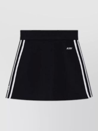 Autry womens mini skirt crew neck striped waistband