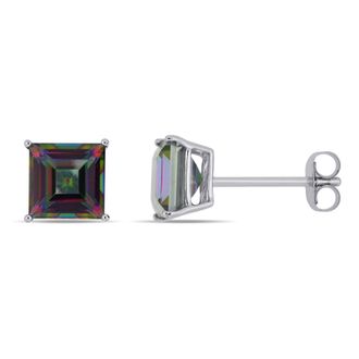 Mimi & Max Exotic Green Topaz Stud Earrings in 10k White Gold