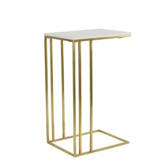 Light & Living Light&living - Mesa Auxiliar Roshan M&aacute;rmol Blanco + Bronce Antic