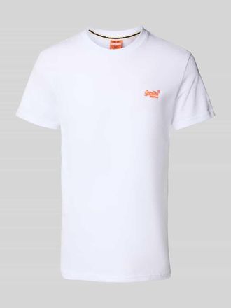 Superdry T-Shirt mit Label-Stitching in Weiss, Größe L