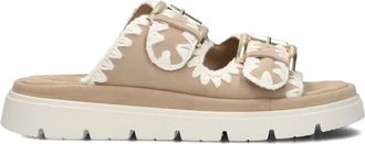 Maruti Beige Su&egrave;de Chunky Sole Slippers - Dames - Sandalen - Beige - 42 EU - Su&egrave;de - Schoenen