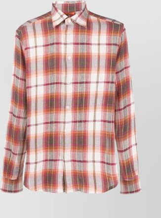 Barena check print cotton blend shirt