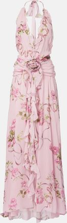 Blumarine Abito lungo in georgette con volant