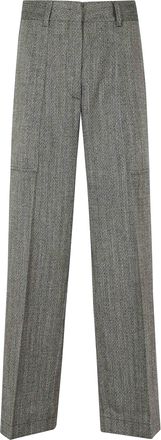 Forte_Forte Black Jasp Chevron Polyester-Blend Wide-Leg Cargo Pants
