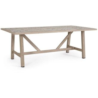 Decorspace Tavolo Kalimera con struttura in alluminio effetto legno, piano in porcellana, per arredo interno -Timber / 212/285 x 106 x h 75 cm