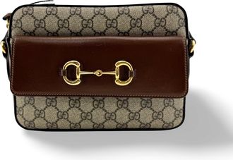 Gucci Horsebit 1955 Camera Gg Coated Canvas With Leather Beige Canvas Handbag (Pre-Owned)