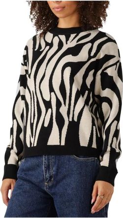 Object Zwarte Gebreide Pullover voor Koude Dagen - Dames - Ronde hals truien - Veelkleurig - M - Truien & Vesten