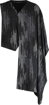 Yohji Yamamoto graphic-print textured asymmetric vest - men - Cellulose Acetate/Polyester/Other fibres/Wool - 4 - Black