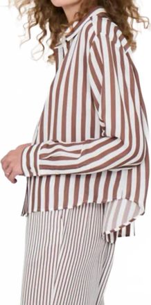 Kule Womens The Silk Jada Shirt In White Brown