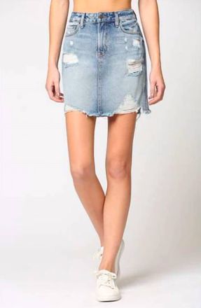 Hidden Jeans Distressed Mini Skirt In Medium Wash