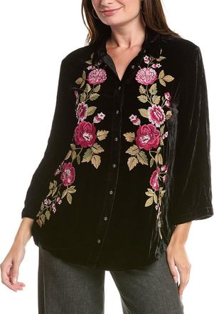 Johnny Was Kimono Sleeve Silk-Blend Shirt