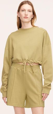 Rebecca Taylor Cropped Terry Sweatshirt With Drawcord