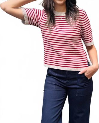 Sanctuary Womens Sweater Tee In Opal/raspberry Stripe