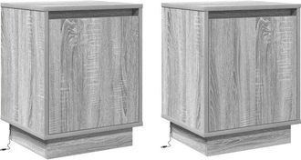 vidaXL Armario de Noche con 2 pcs Gris 39 x 34.5 x 50 cm Vidaxl